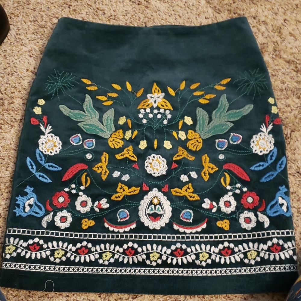 Green corduroy skirt